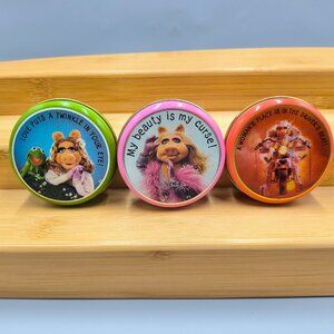 Vintage Hallmark The Muppets Kermit and Miss Piggy Round Metal Tin Trinket Box